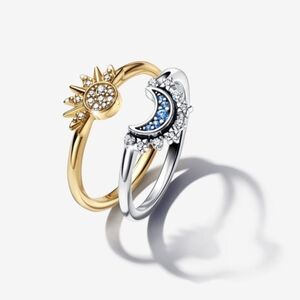 Pandora Sun and moon ring set
